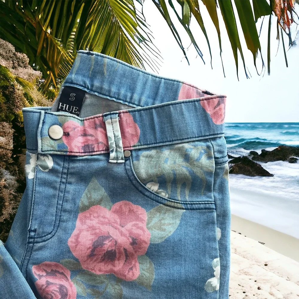 💖 Cropped Hue Floral Jeggings 💖 - Picture 2 of 2